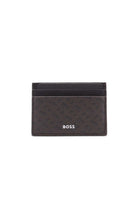 Porta carte di credito in pelle con monogramma Boss 