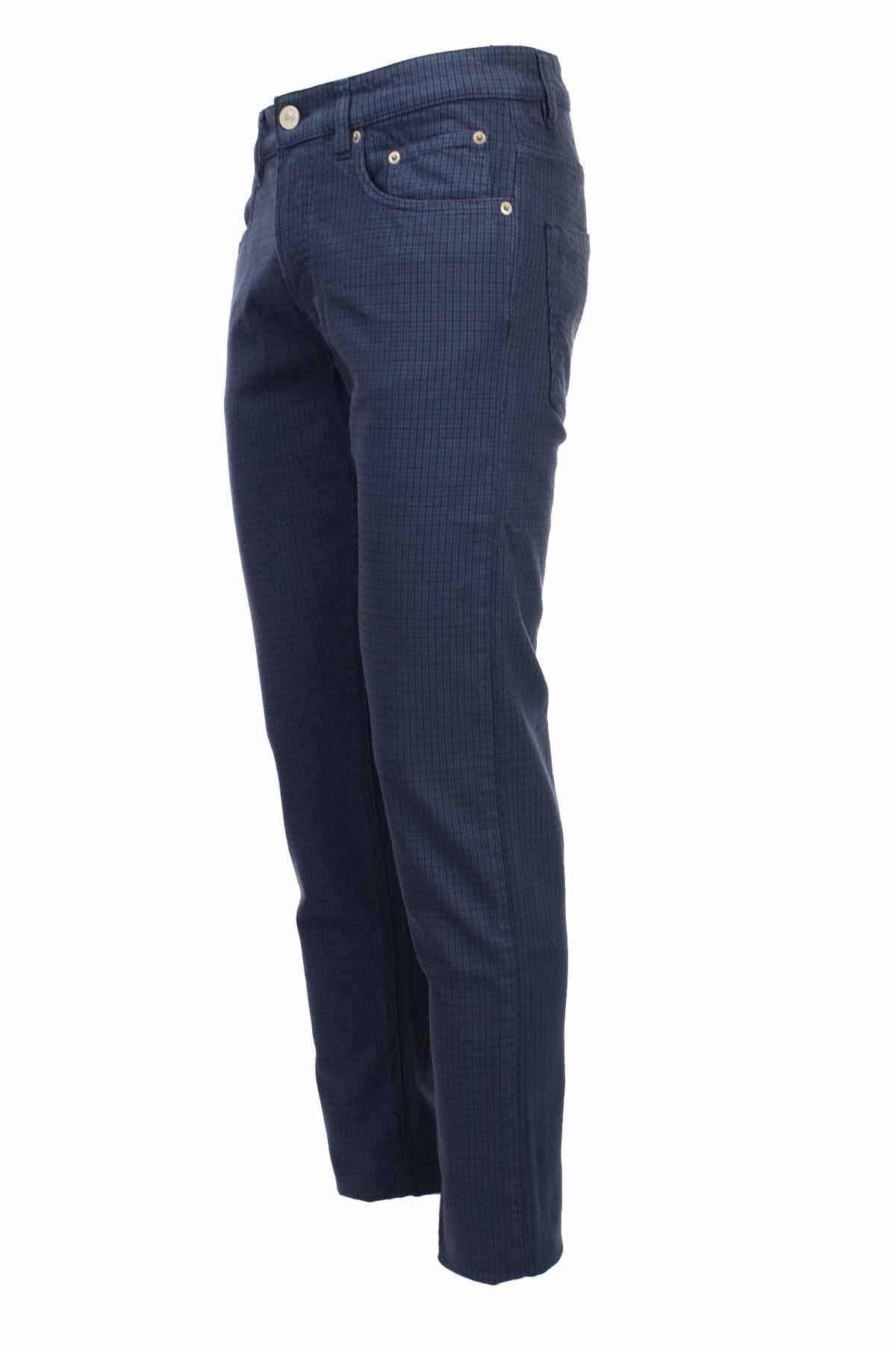 Pantalone 5 tasche cotone stretch microquadro 