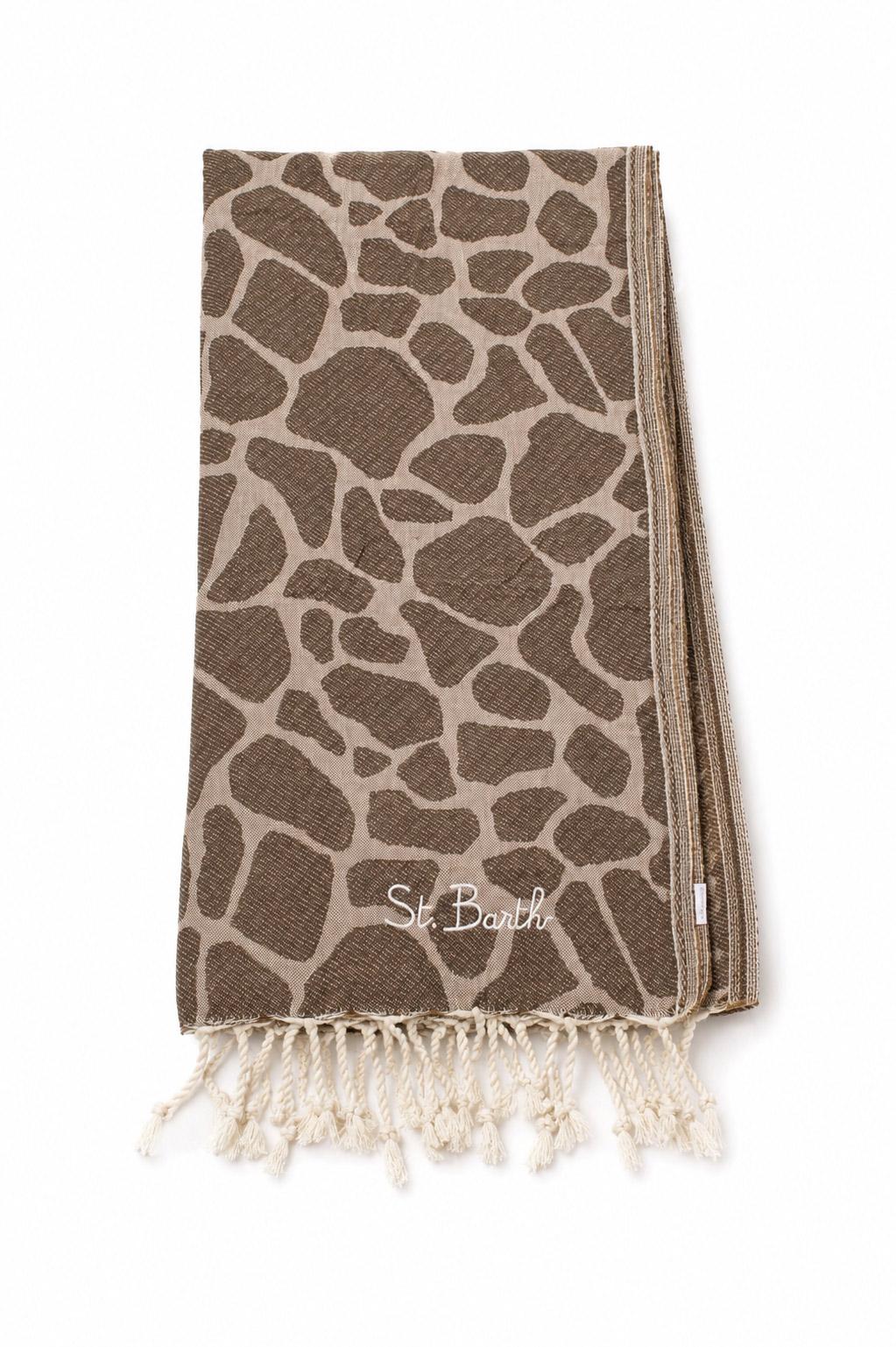 Telo Mare in Cotone fantasia giraffe con Frange 