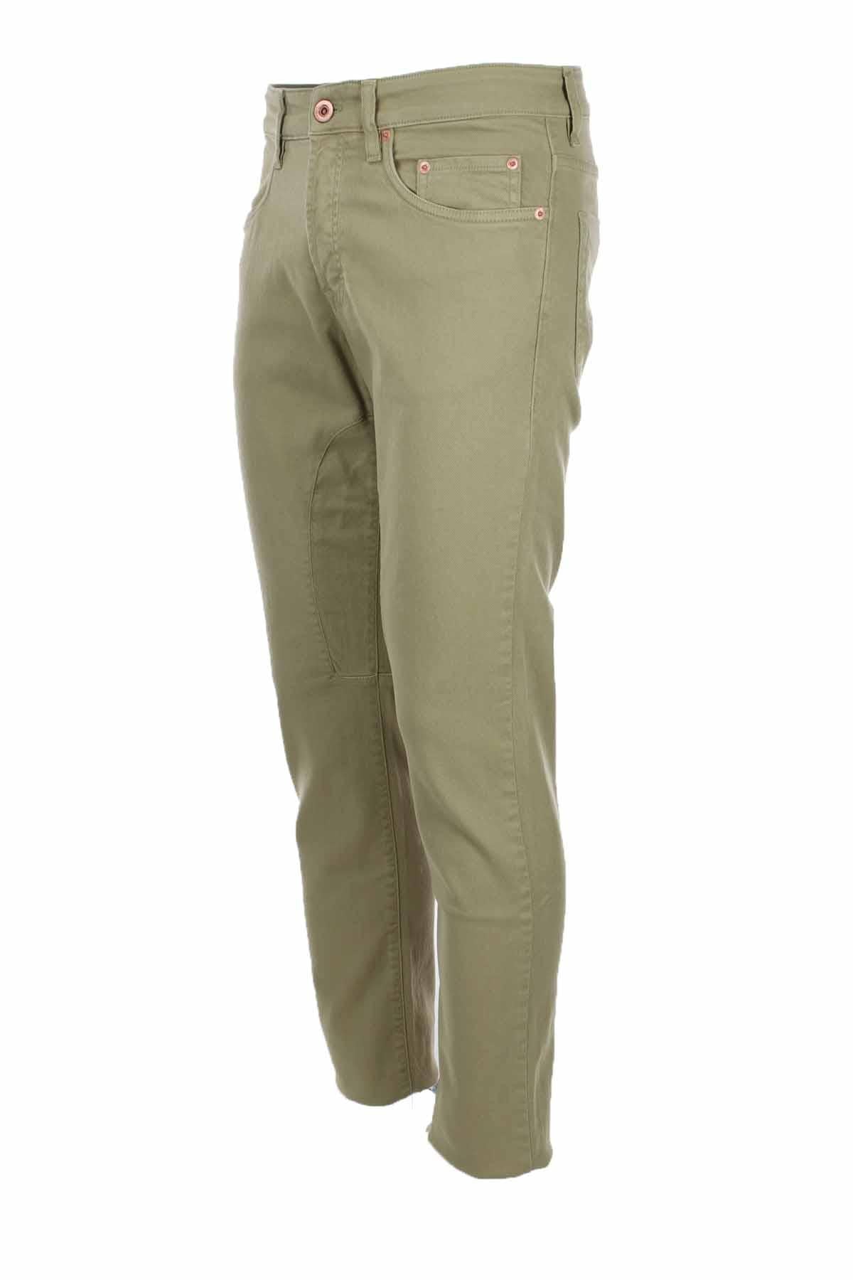 Pantalone 5 tasche in cotone con toppa 