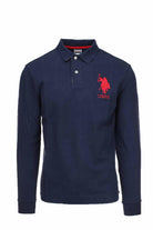 Polo manica lunga in jersey unito maxi logo 