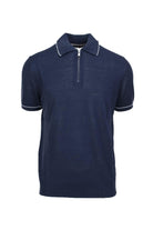 Polo mezza manica in misto lino con zip 