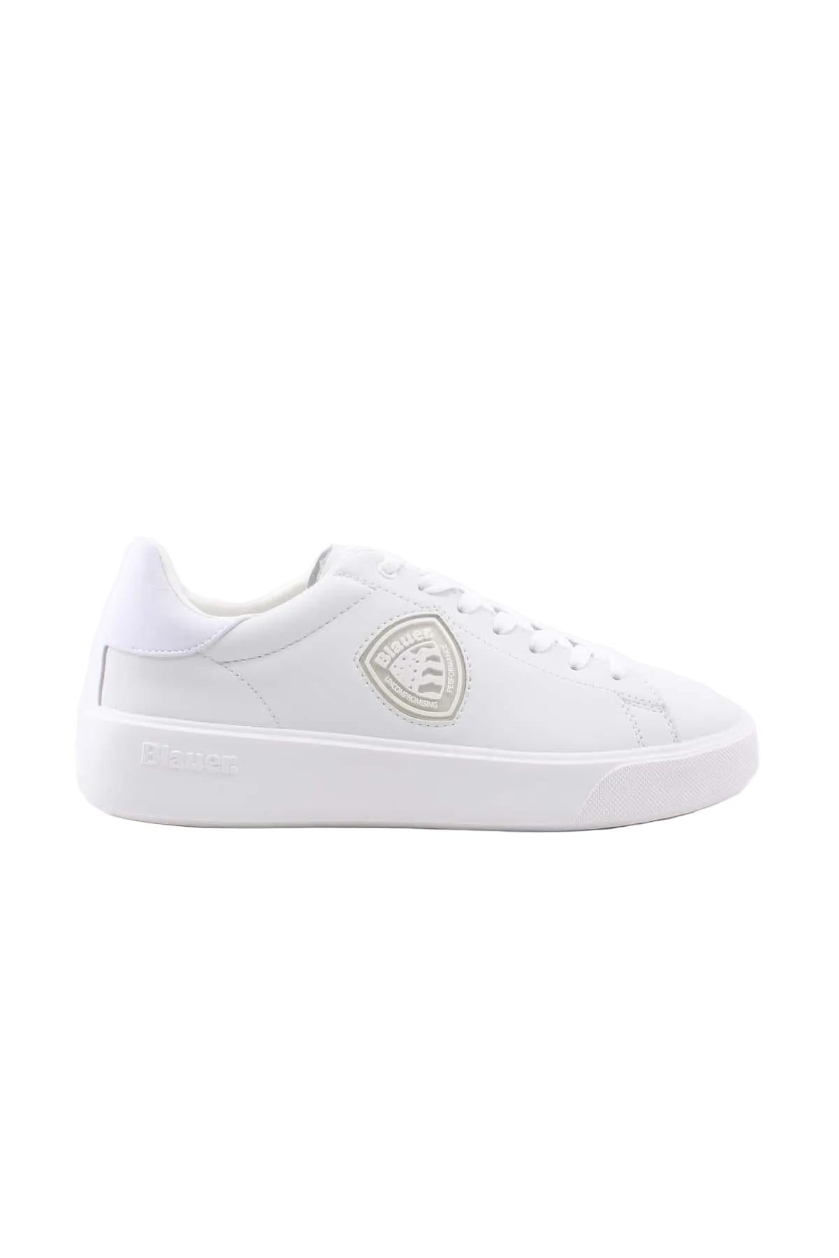 Scarpe Sneaker in pelle con scudetto Buck01 total white 
