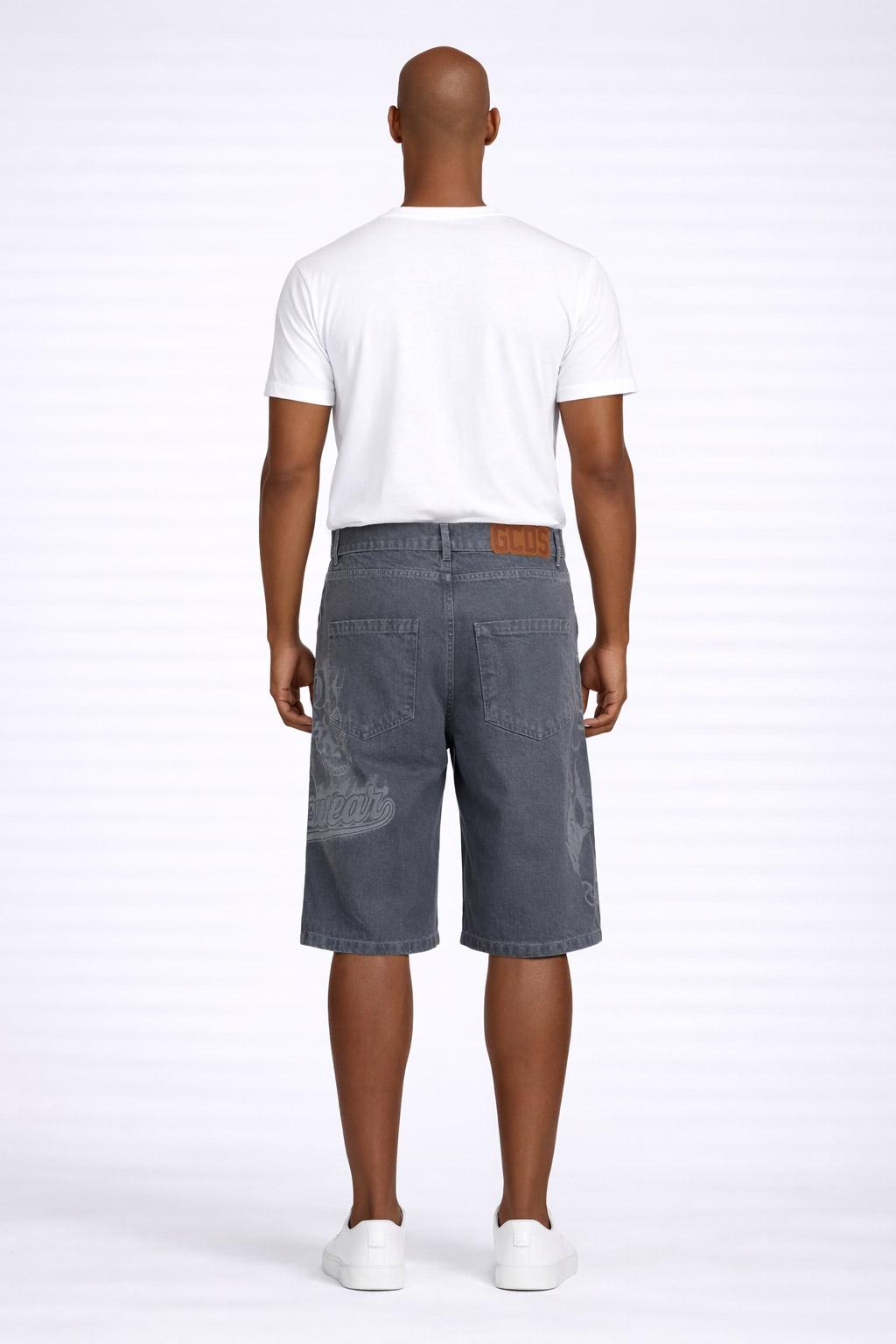 Bermuda Uomo Denim con Stampa e Logo 