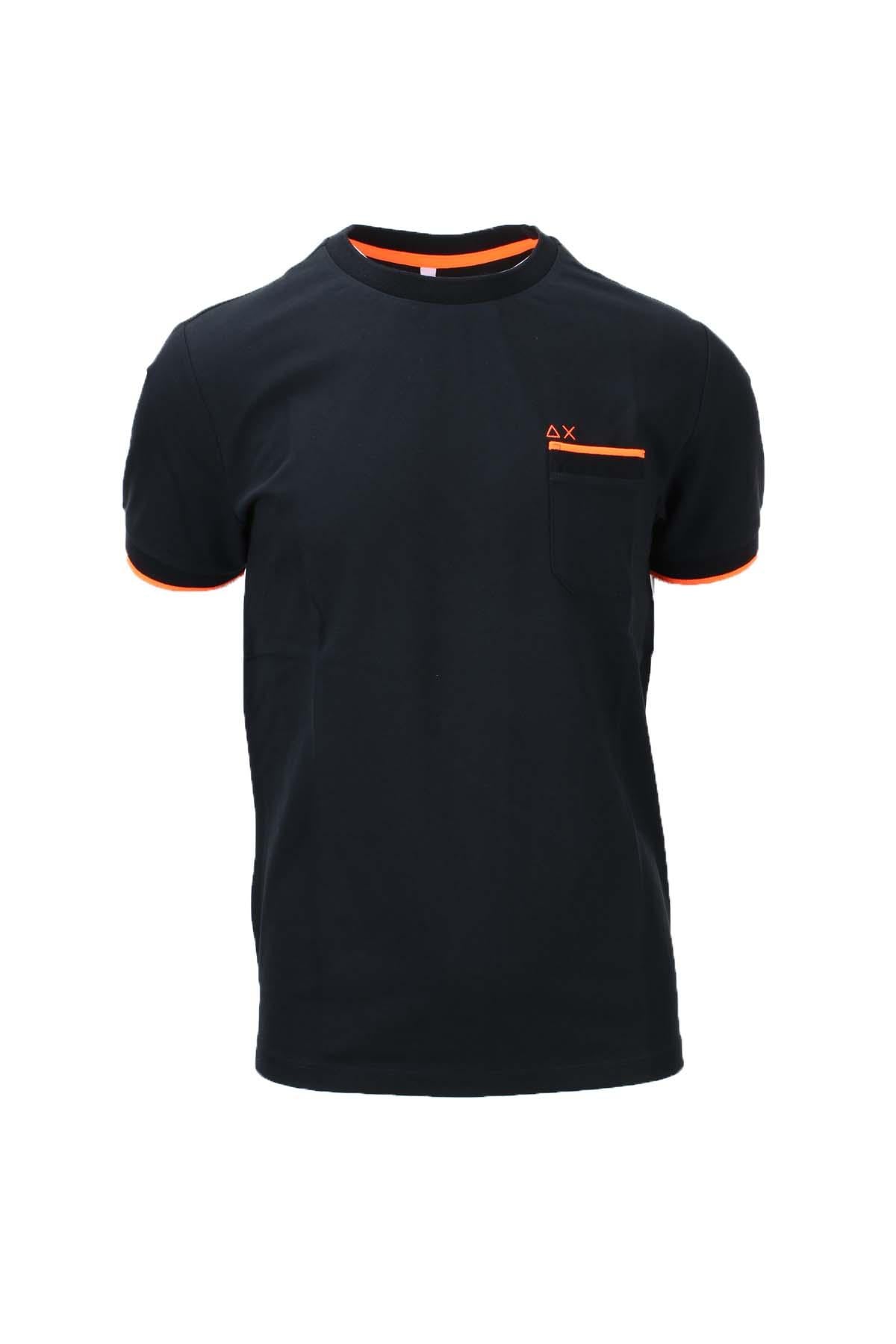T-Shirt con taschino in cotone piquet dettagli fluo 