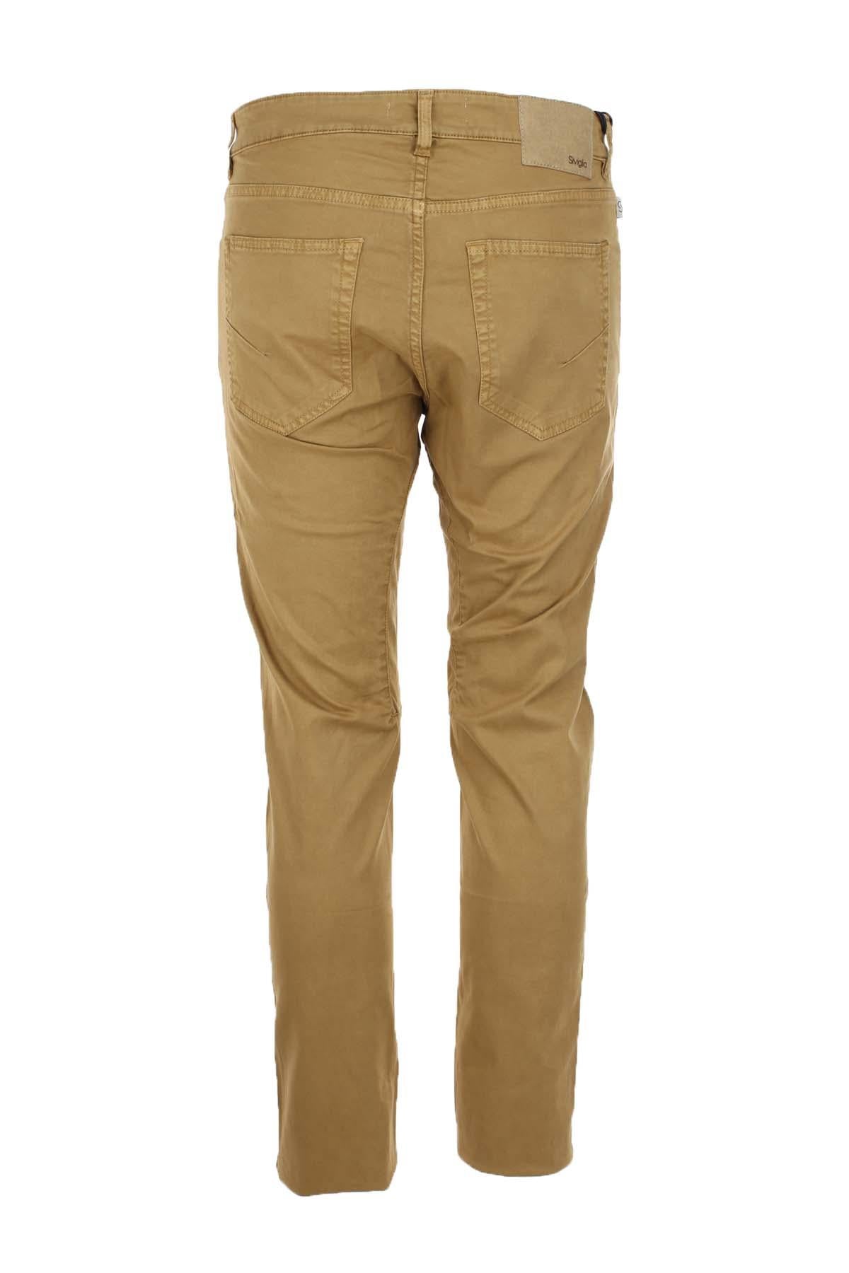 Pantalone 5 tasche in cotone leggero con toppe 