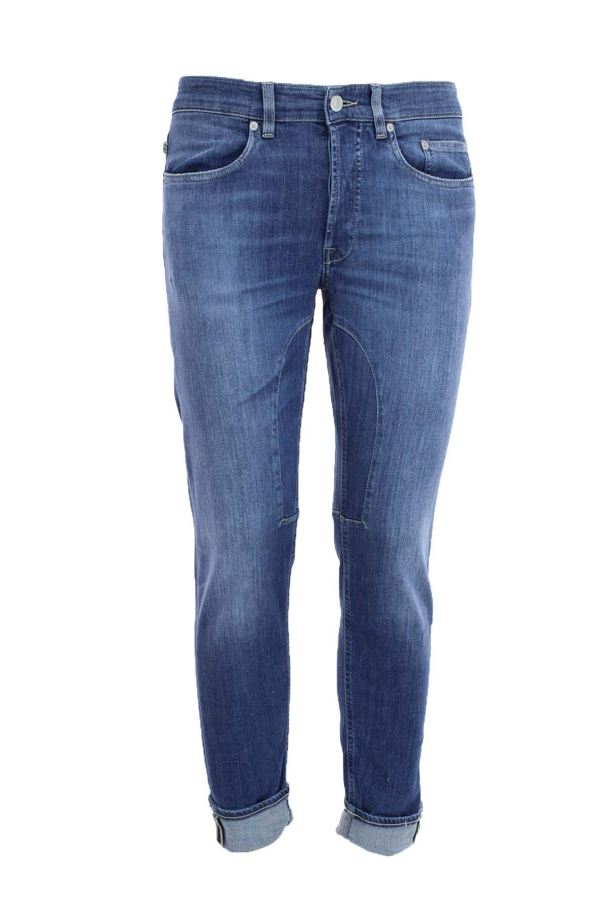 Jeans denim 5 tasche con toppe 