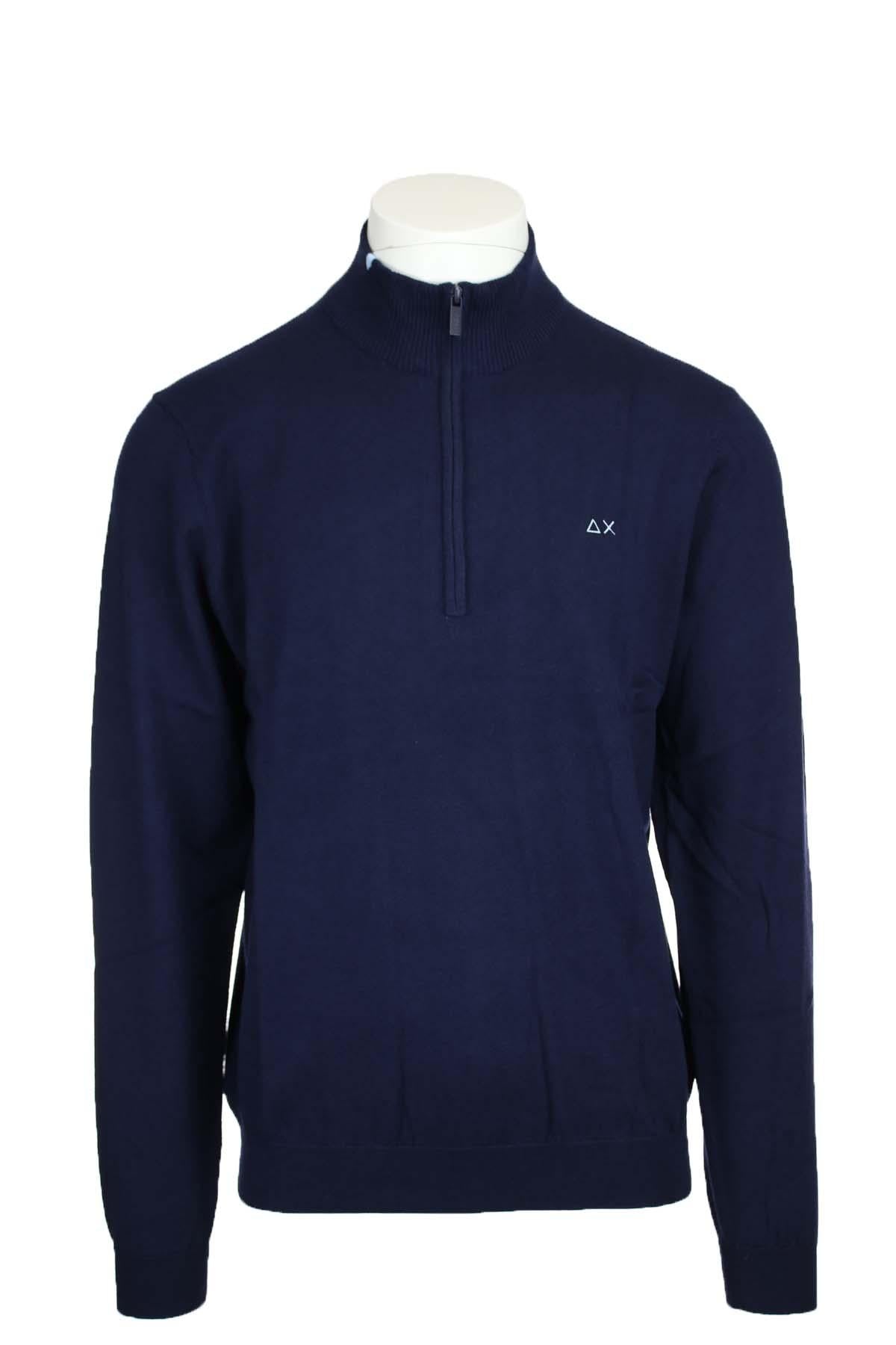 Maglia pullover lupo zip in lana cotone 