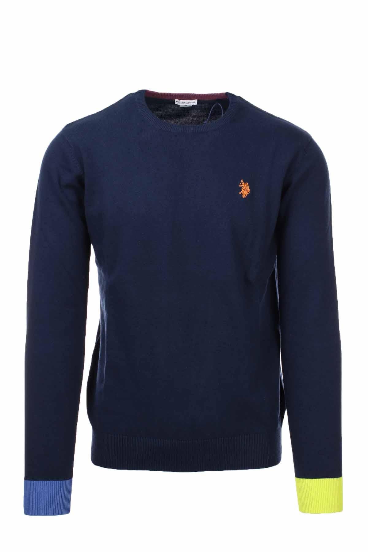 Maglia girocollo in cotone con contrasti. 