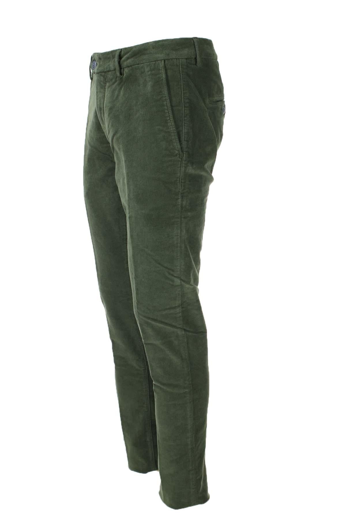 Pantalone in micro velluto diagonale stretch 