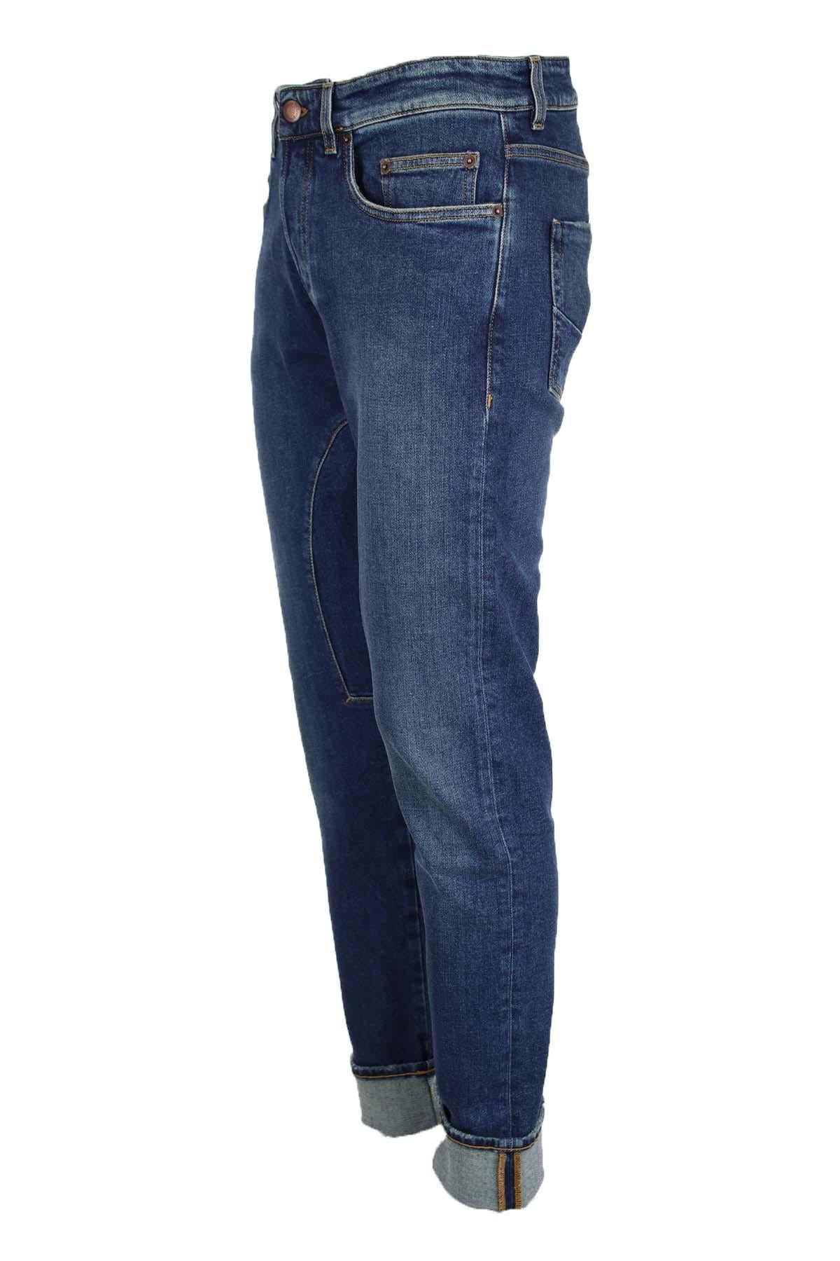 Jeans denim 5 tasche con toppe 