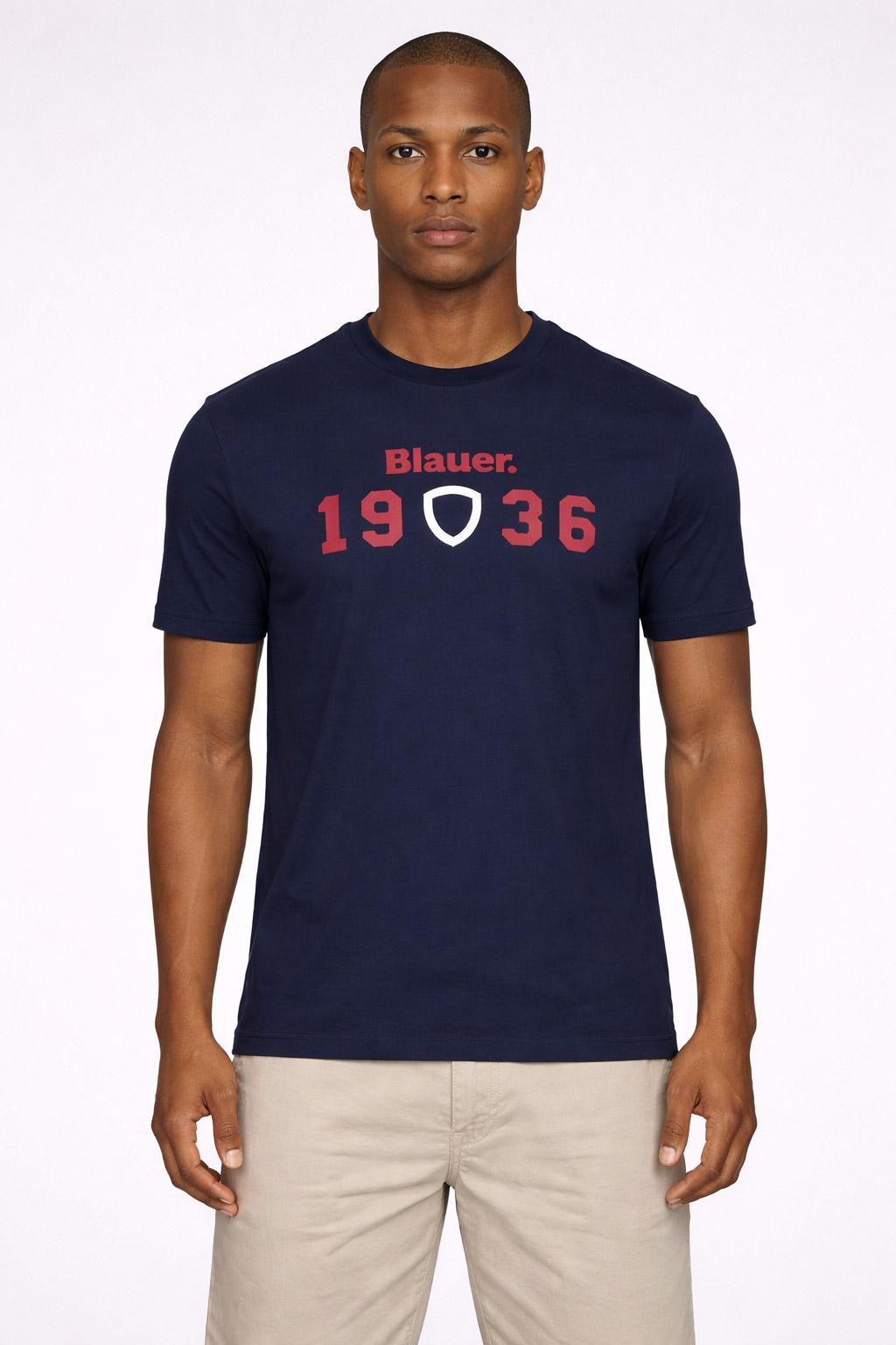 Tshirt Uomo in Cotone con Stampa Blauer 1936 CHAMBERLAN 