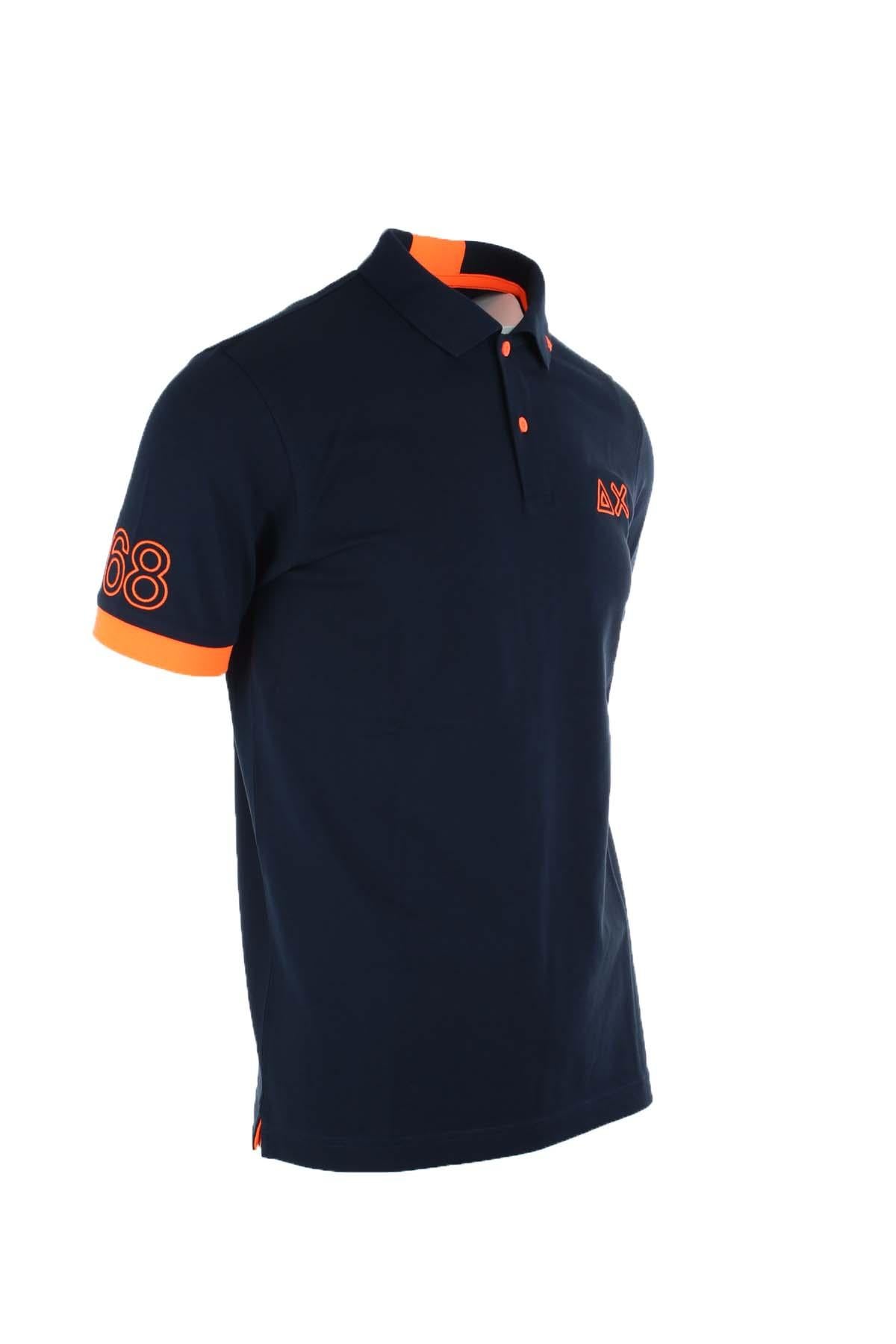 Polo mezza manica con dettagli e logo fluo 