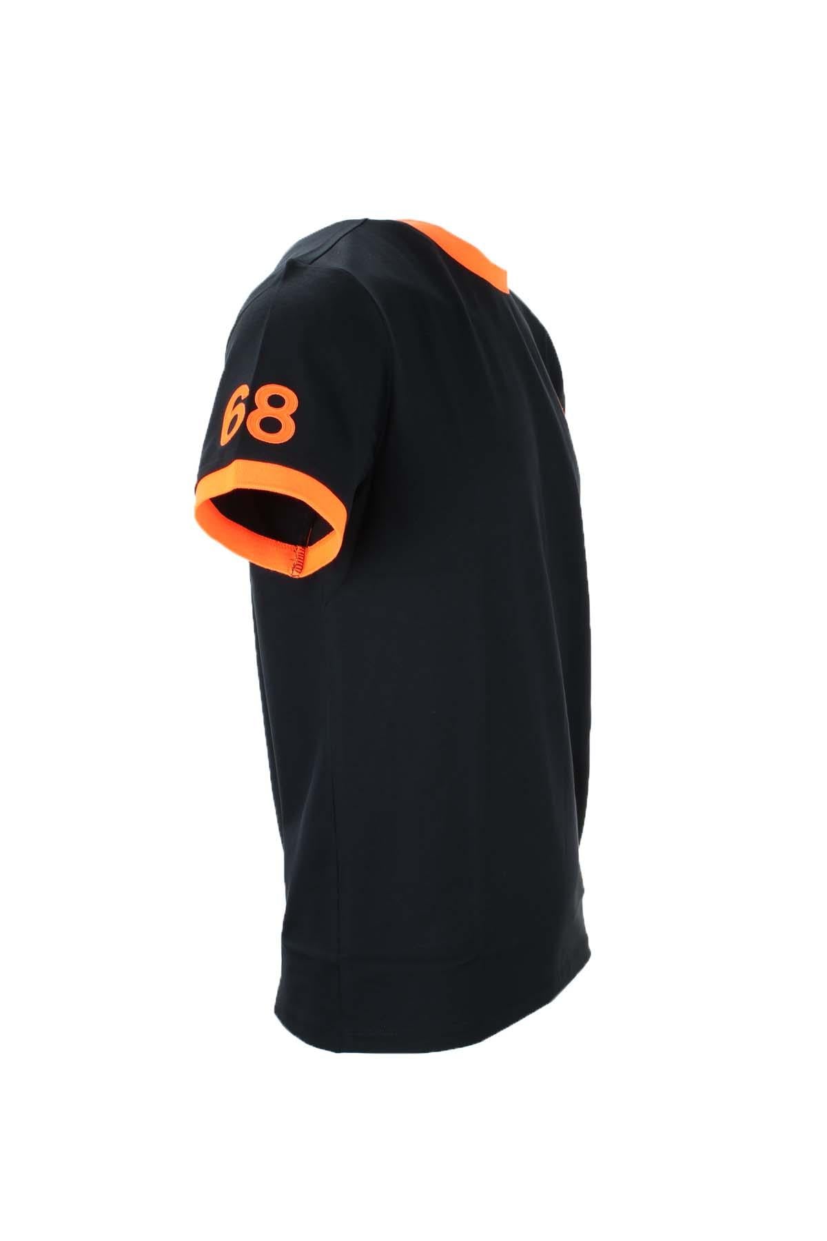 T-shirt mezza manica in cotone piquet dettagli fluo 