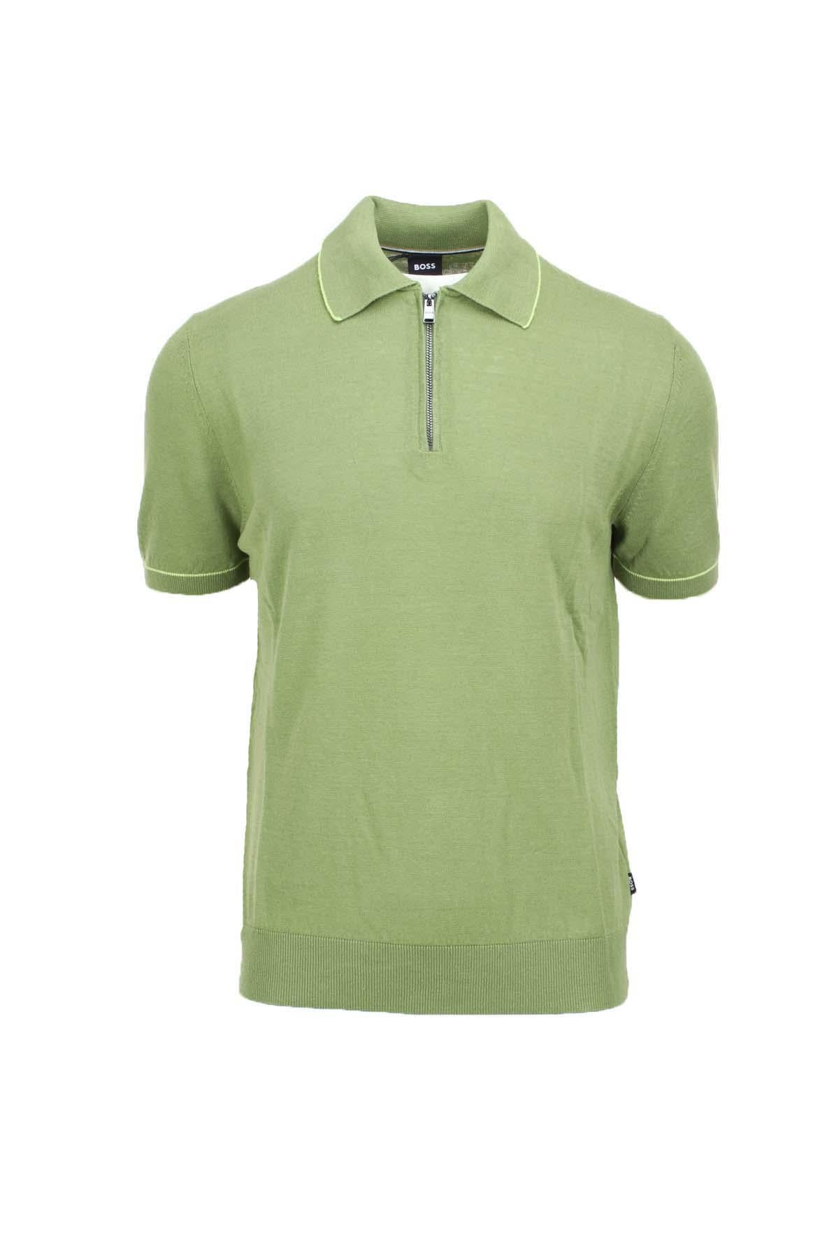 Polo zip mezza manica in filo 