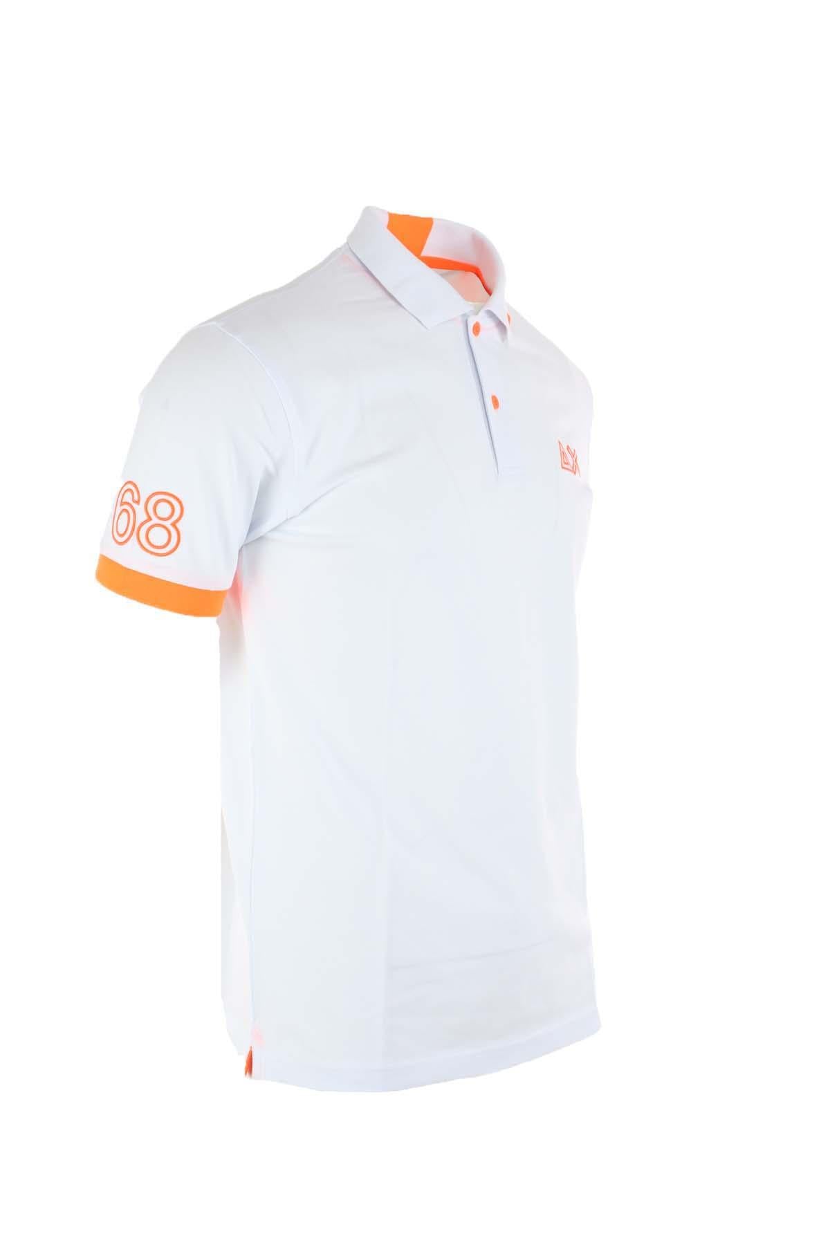 Polo mezza manica con dettagli e logo fluo 