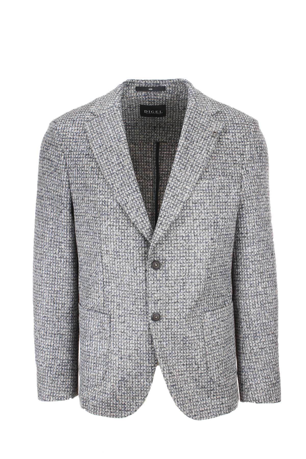Giacca monopetto in tessuto stretch a quadri 
