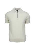 Polo mezza manica in misto lino con zip 
