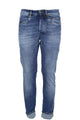 Jeans denim 5 tasche con toppe in tinta