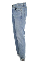 Jeans denim 5 tasche con toppe 