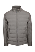Giubbotto bomber  in pelle e nylon imbottito 
