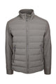 Giubbotto bomber  in pelle e nylon imbottito