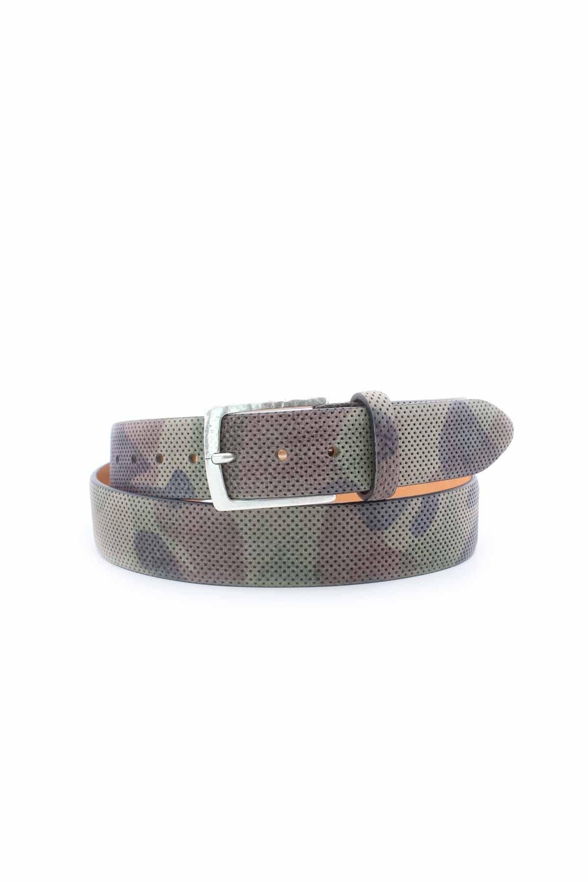 Cintura in pelle camouflage 