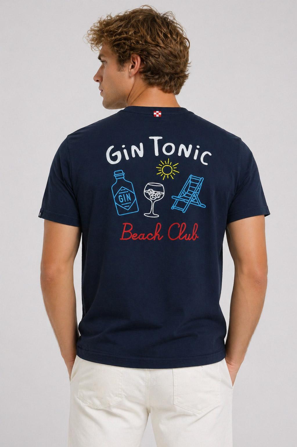 Tshirt Uomo in Cotone con Ricamo Gin Tonic 
