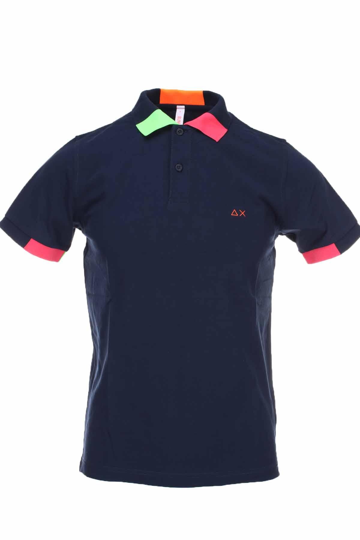 Polo mezza manica piquet bordi fluo 