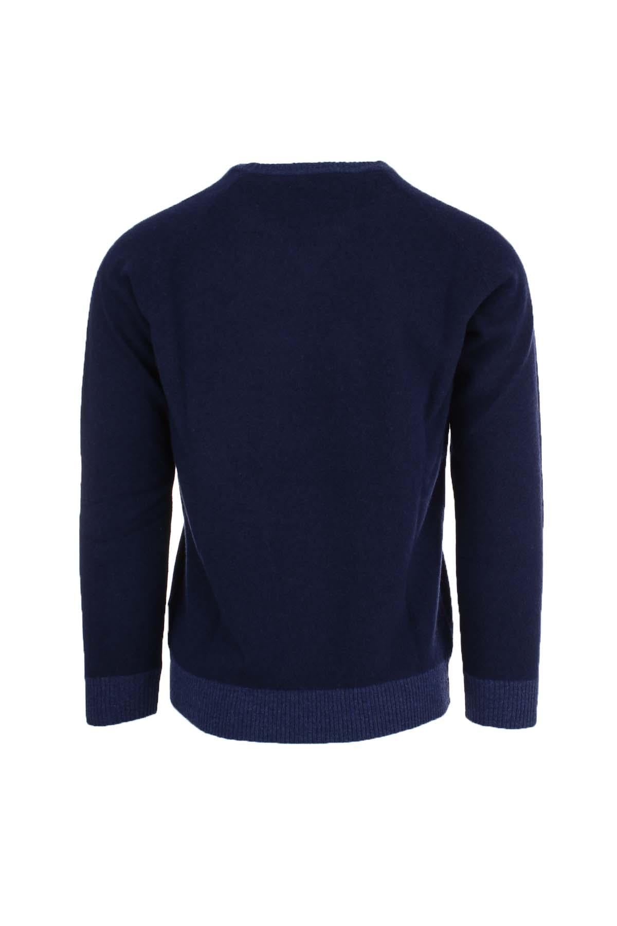 Maglia girocollo in lana bicolore 