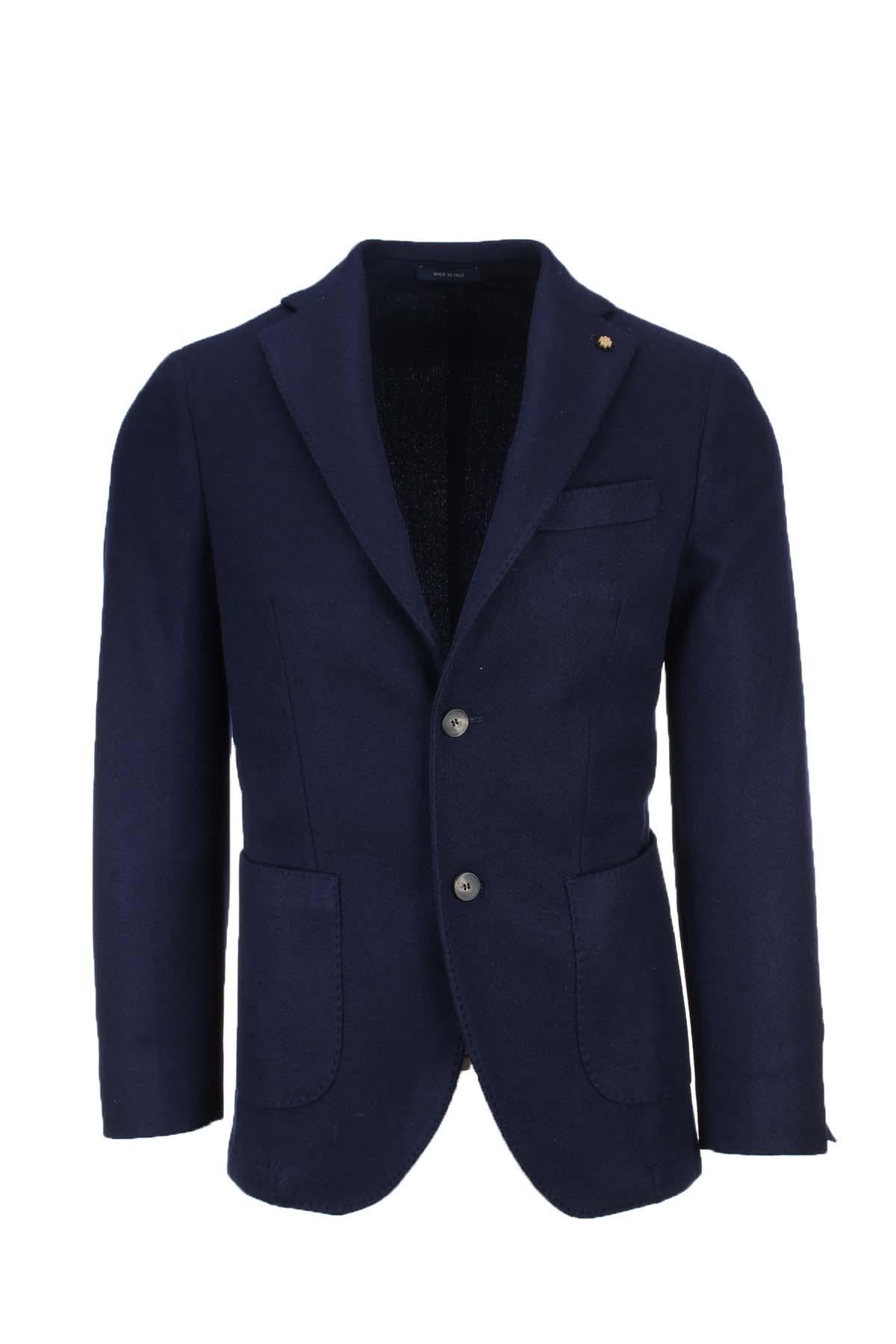 Giacca blazer monopetto in misto lana. 
