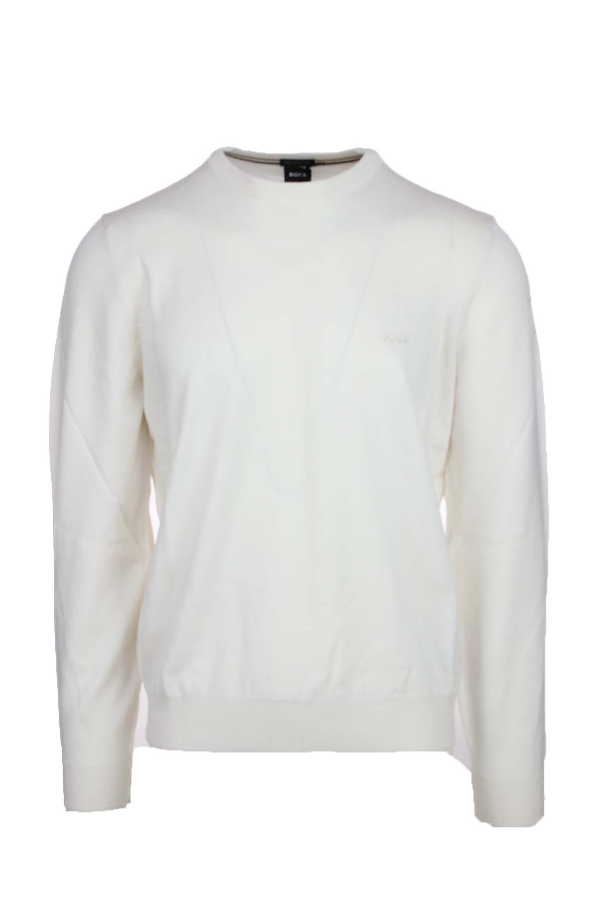 Maglia girocollo in lana con logo BOSS 