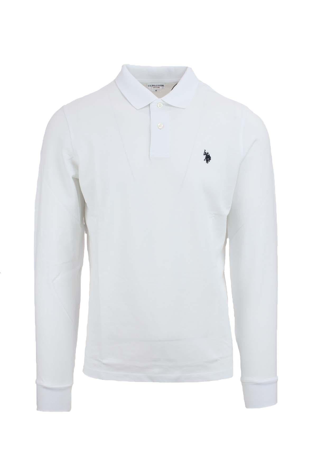 Polo manica lunga in piquet di cotone con logo 