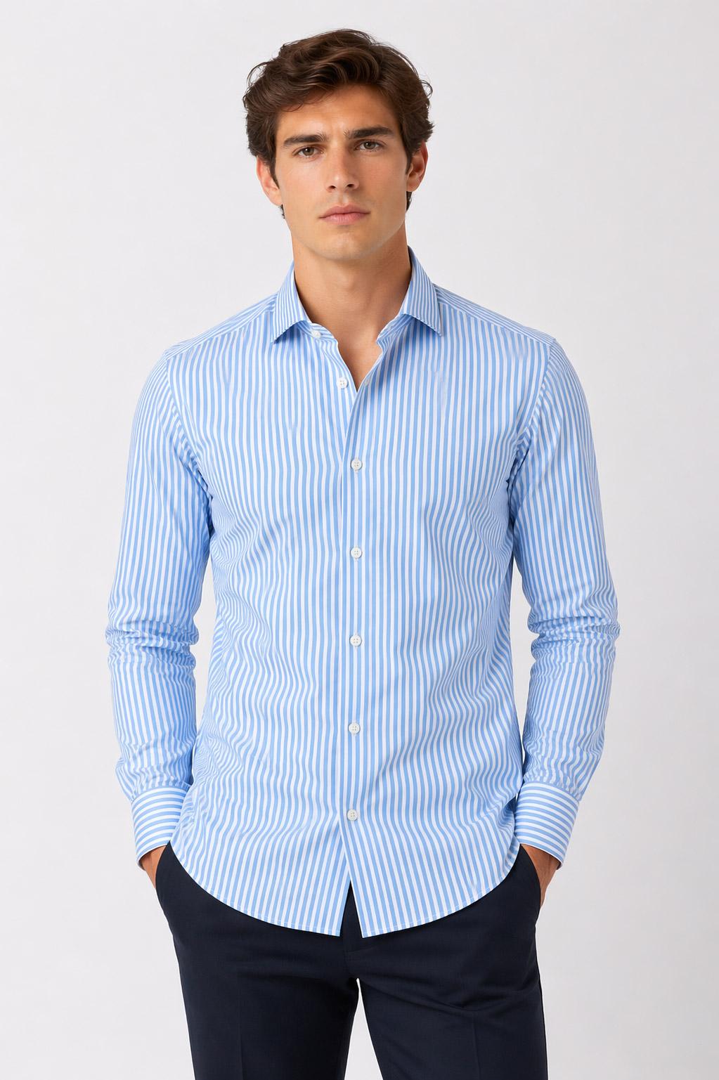 Camicia Uomo a Righe in Tessuto Active 