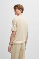 Polo mezza manica in misto lino con zip 