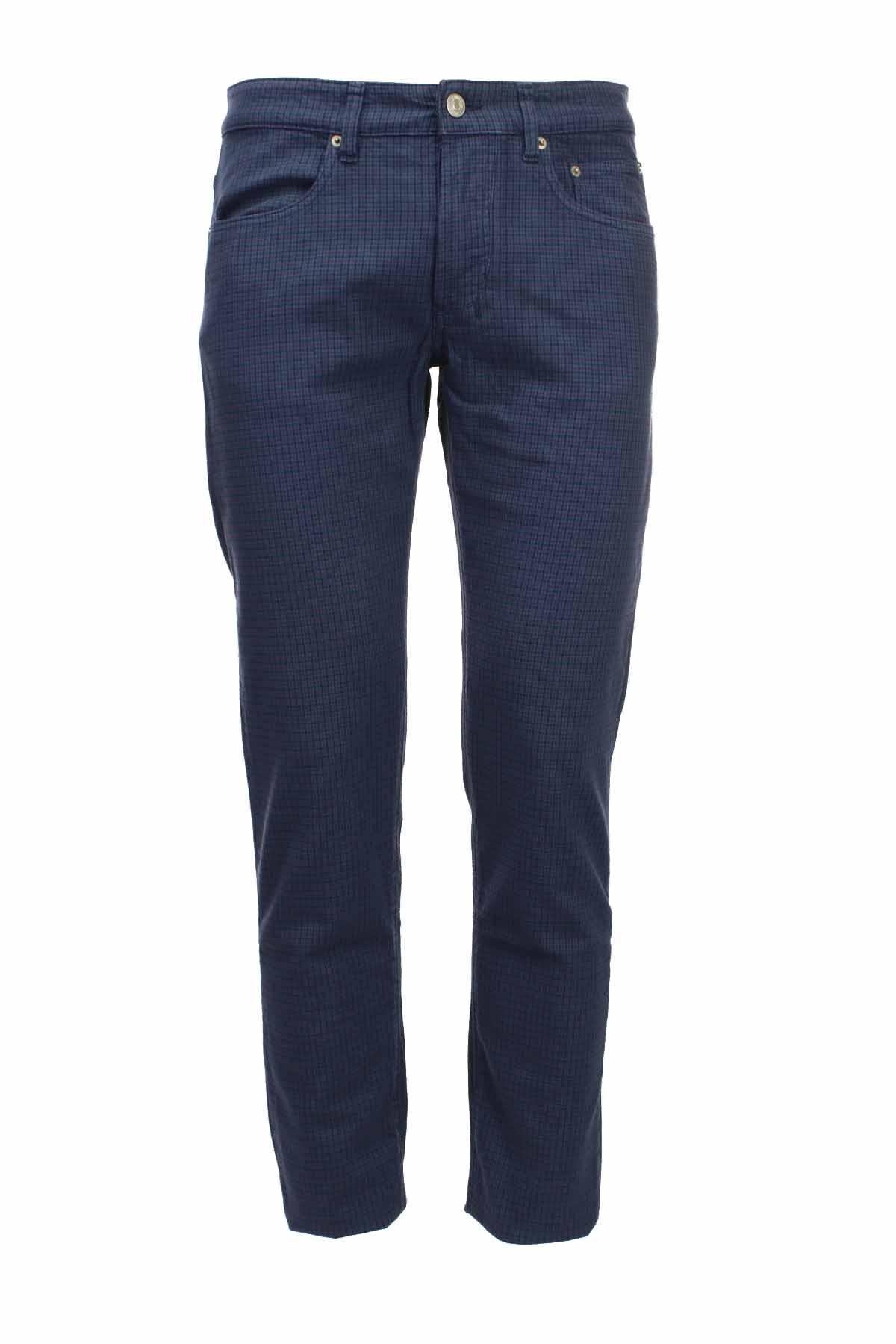 Pantalone 5 tasche cotone stretch microquadro 