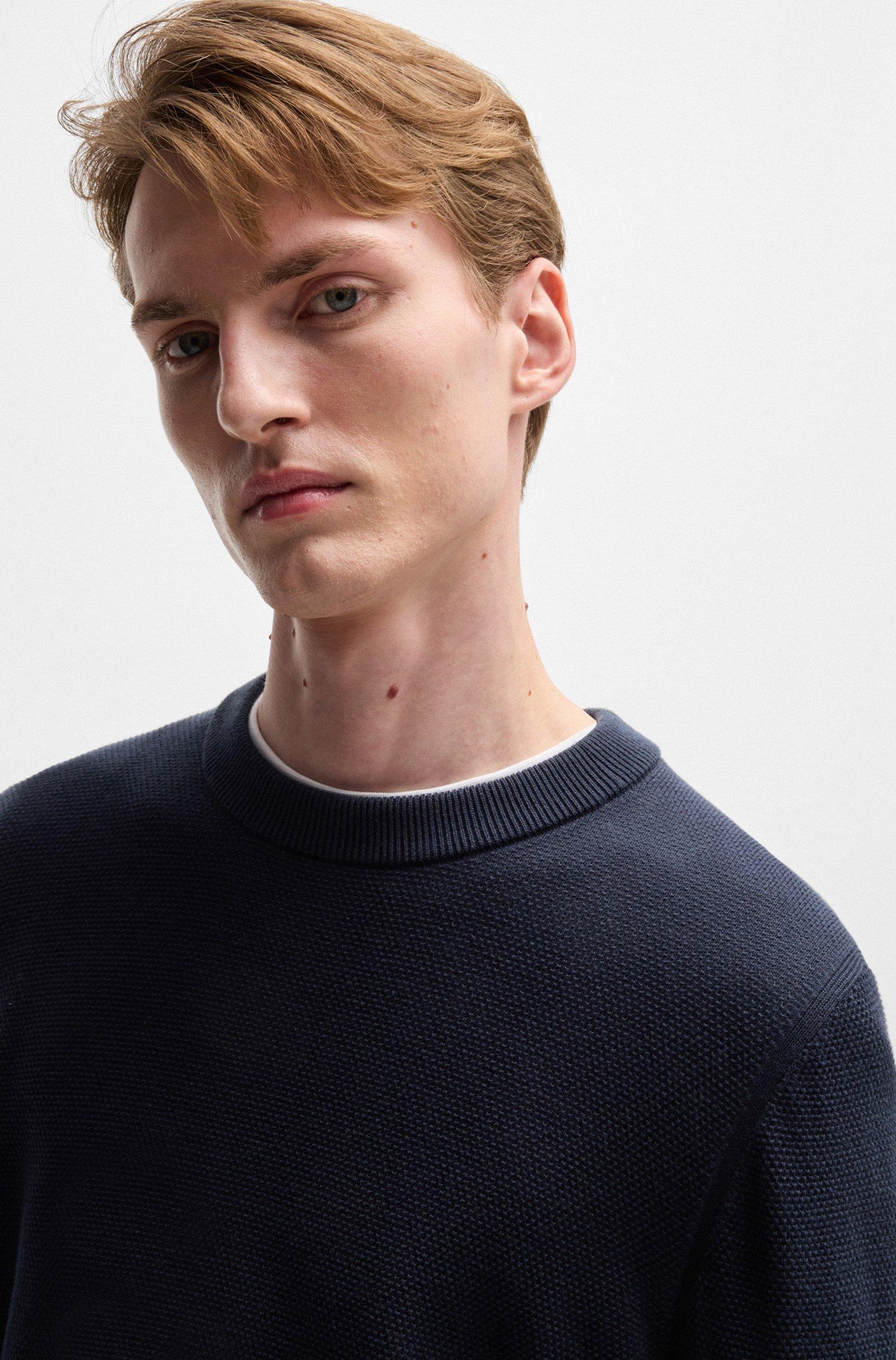 Maglione in cotone lavorato grana riso 