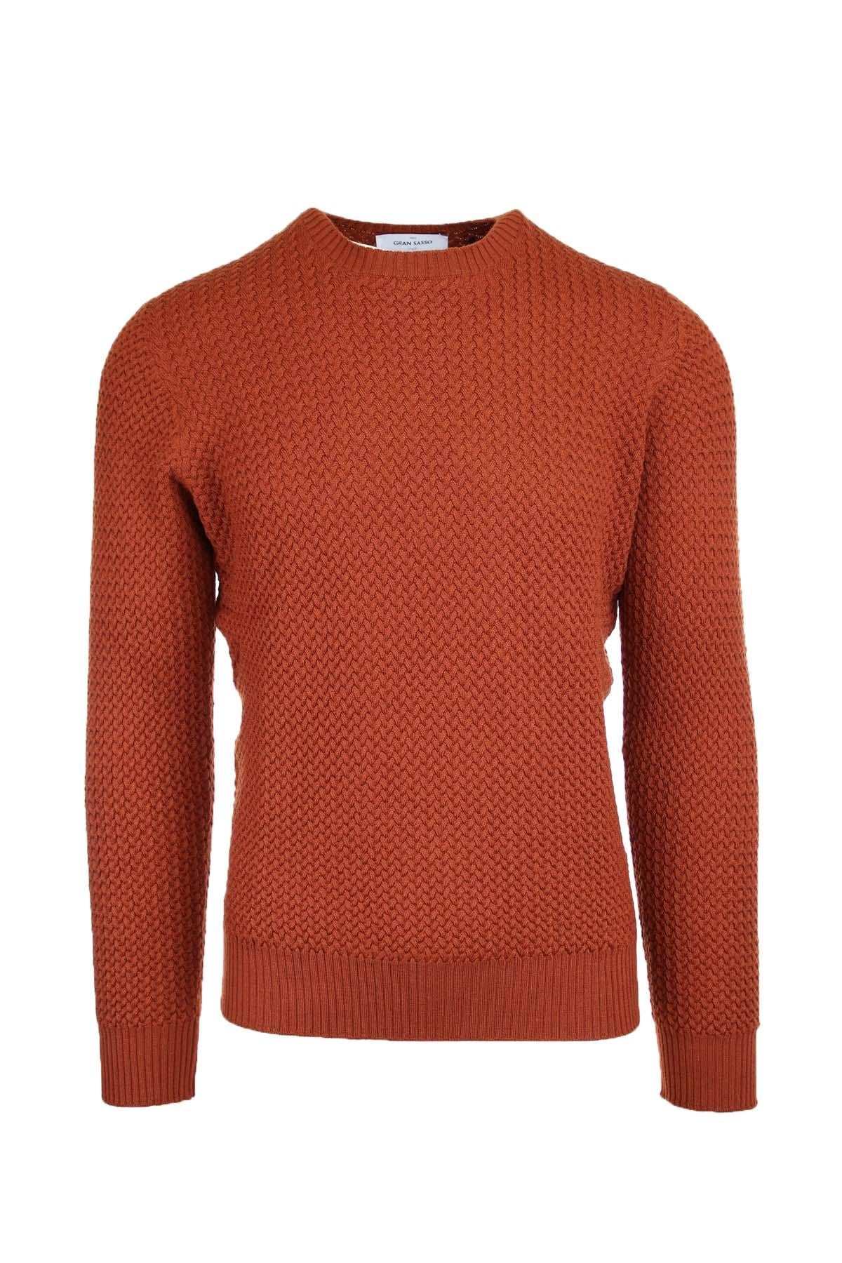 Pullover in lana girocollo microtrecce 