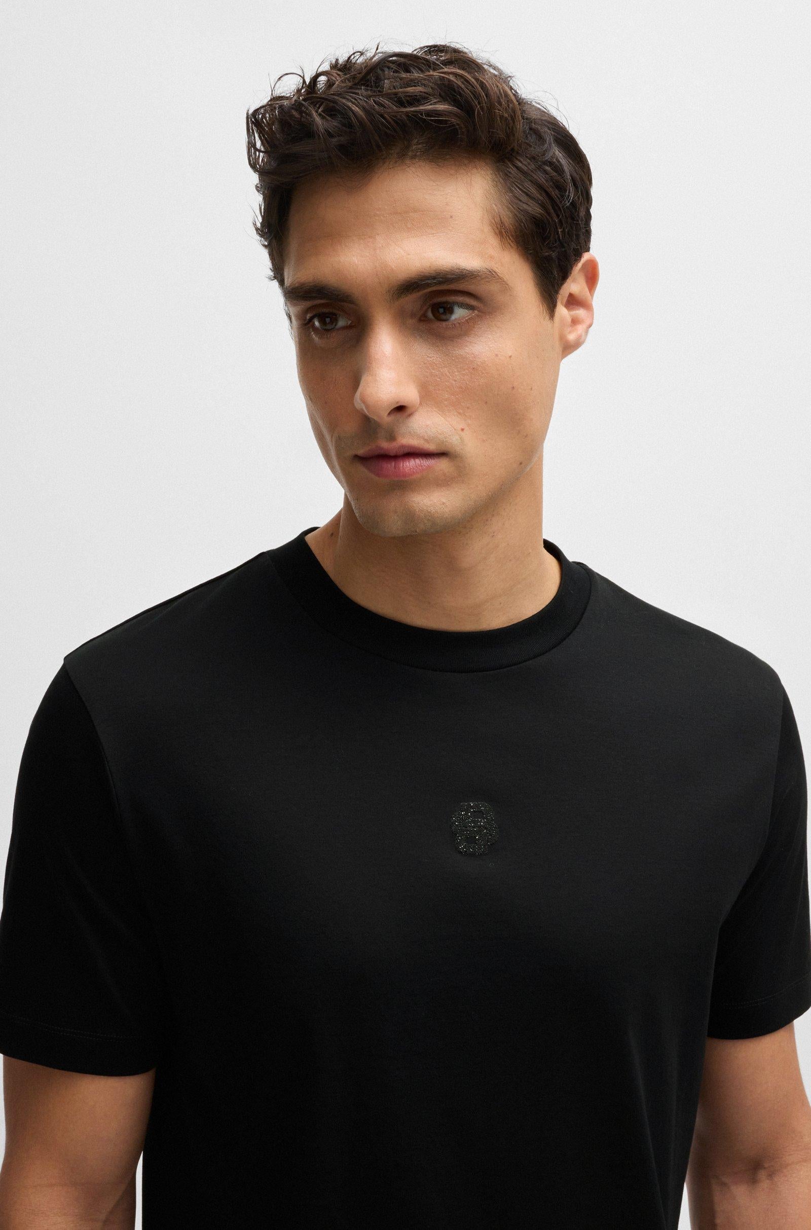 Tshirt mezza manica con logo glitterato double B 