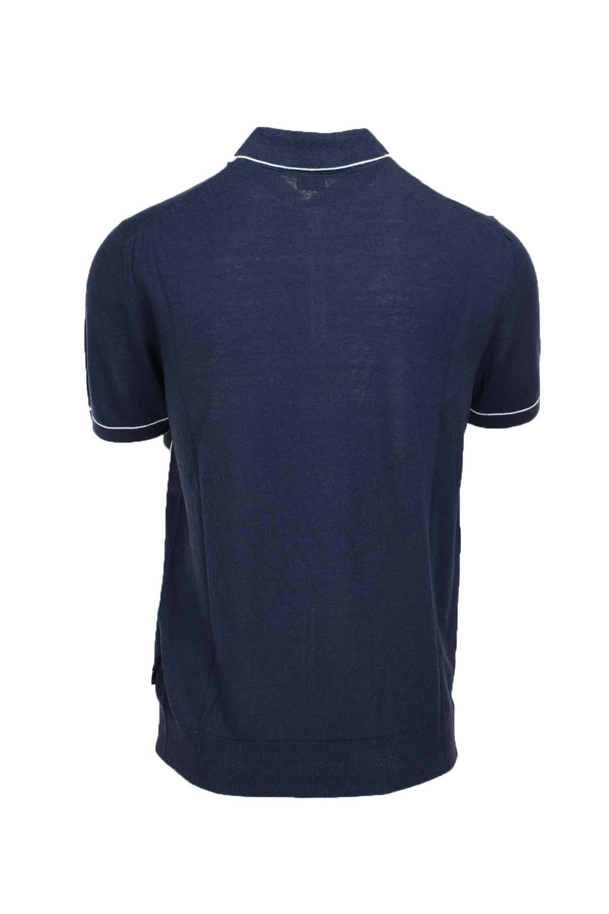 Polo mezza manica in misto lino con zip 