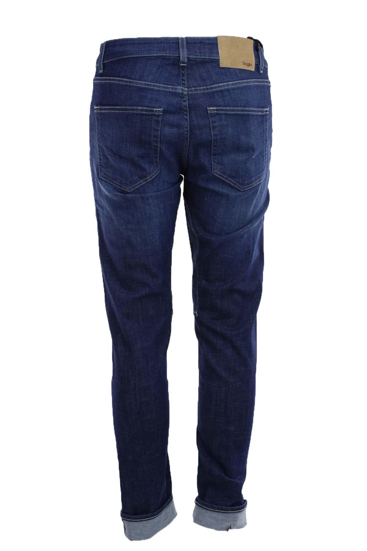 Jeans denim 5 tasche con toppe 