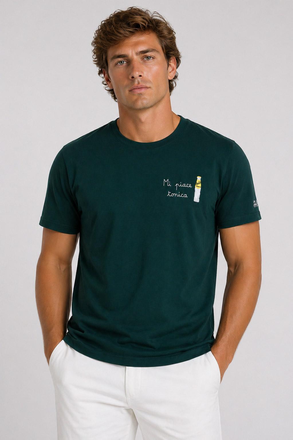 Tshirt Uomo in Cotone con Ricamo Mi Piace Tonica 