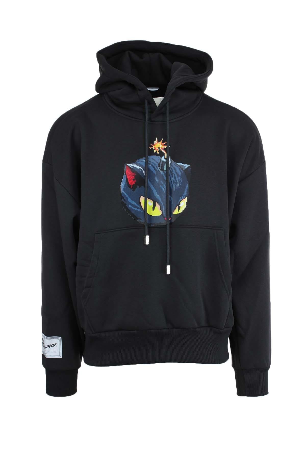 Felpa con cappuccio e stampa gotica 