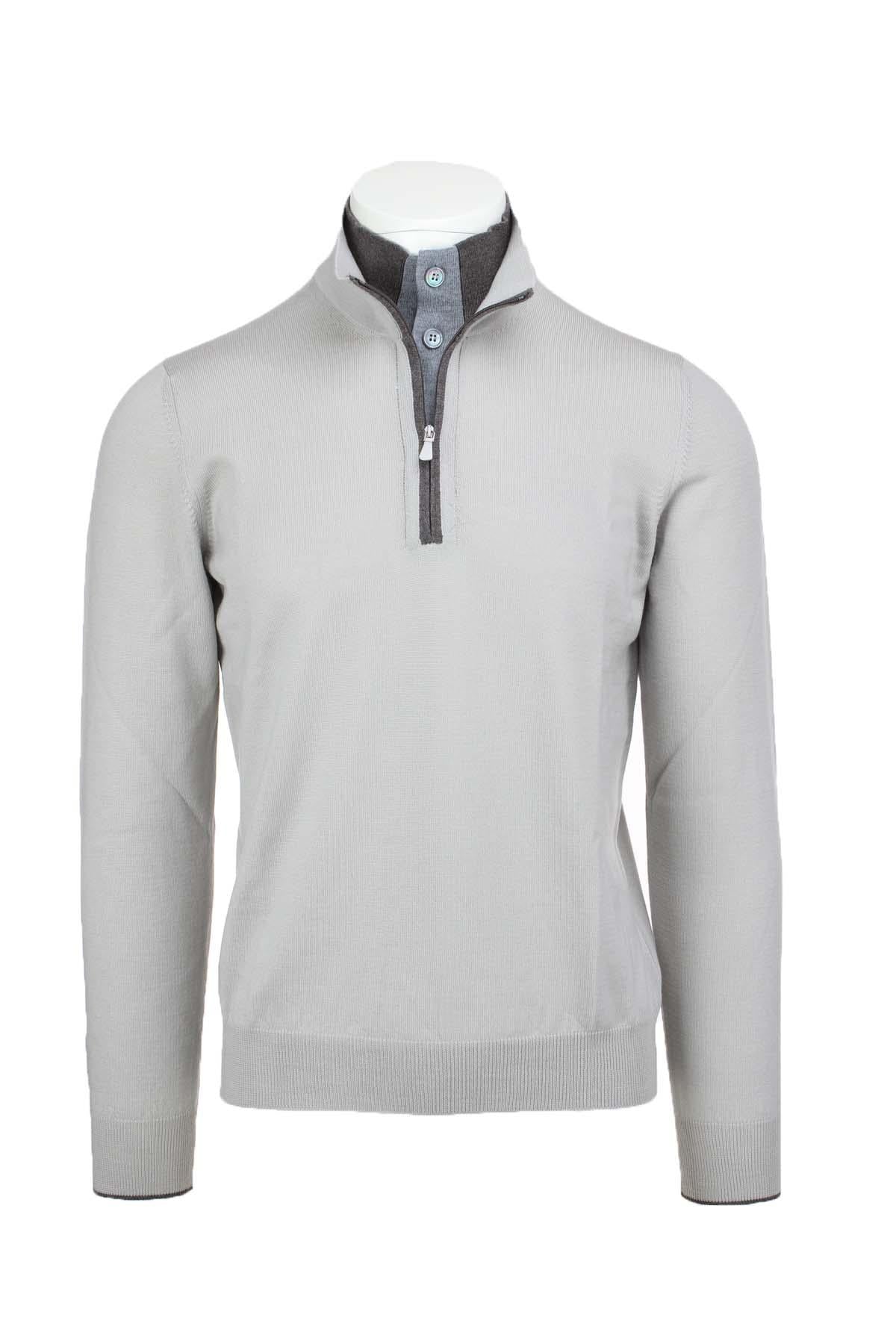 Maglia lupetto con zip e bottoni 