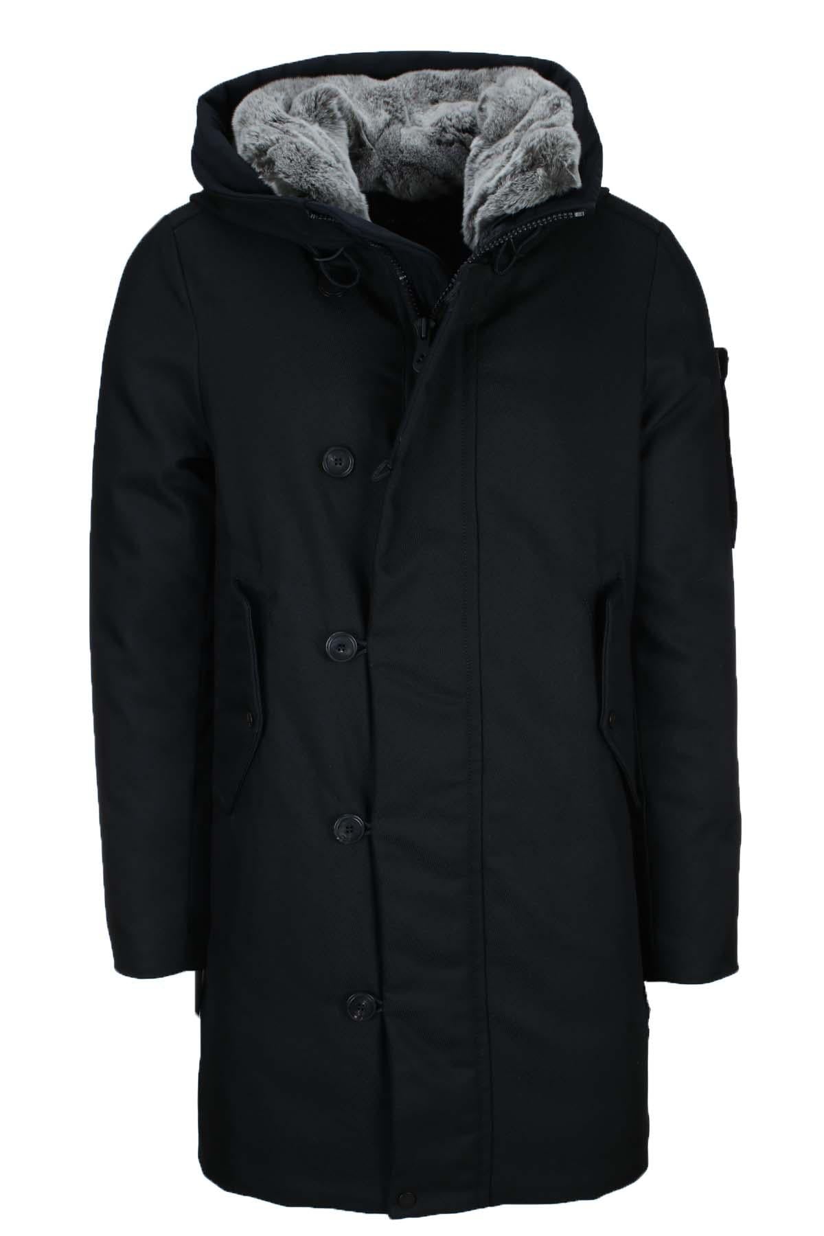 Parka con cappuccio e vera pelliccia 