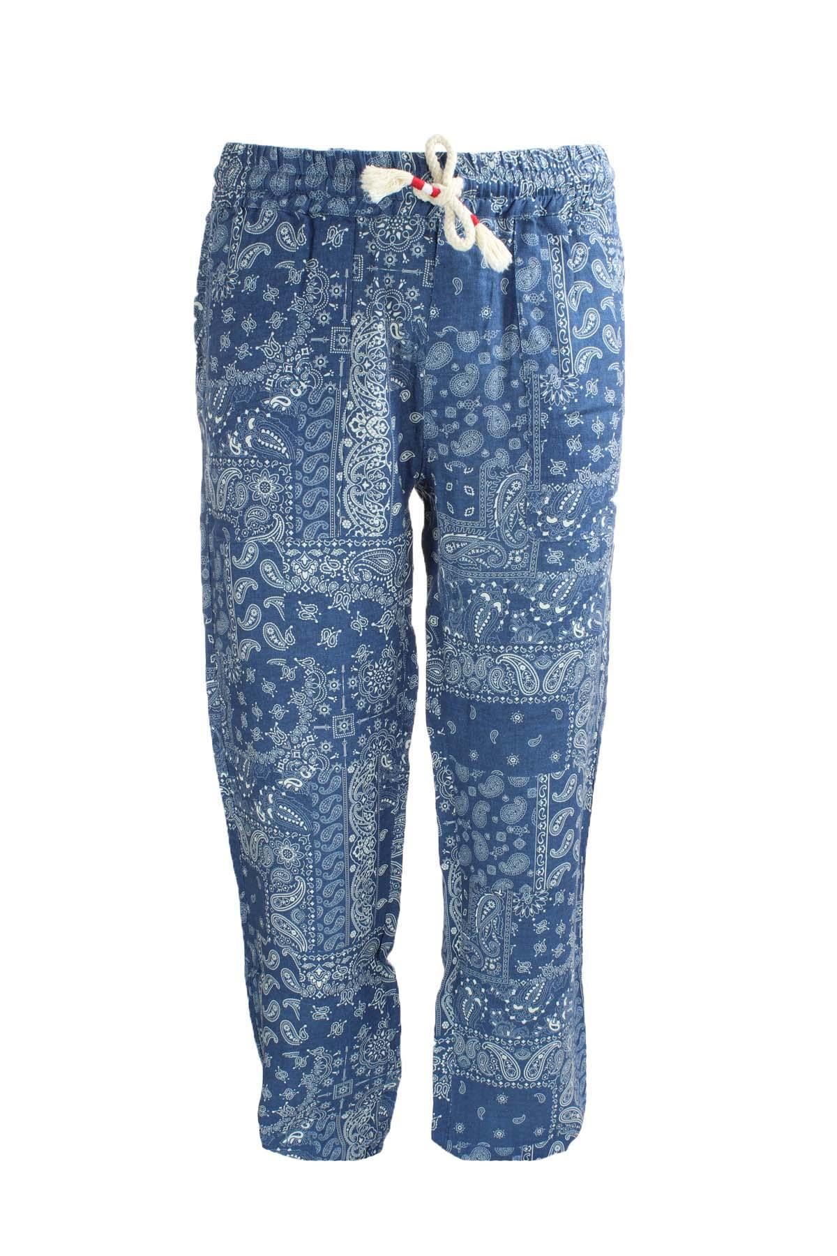 Pantaloni Calais in lino fantasia Bandana 