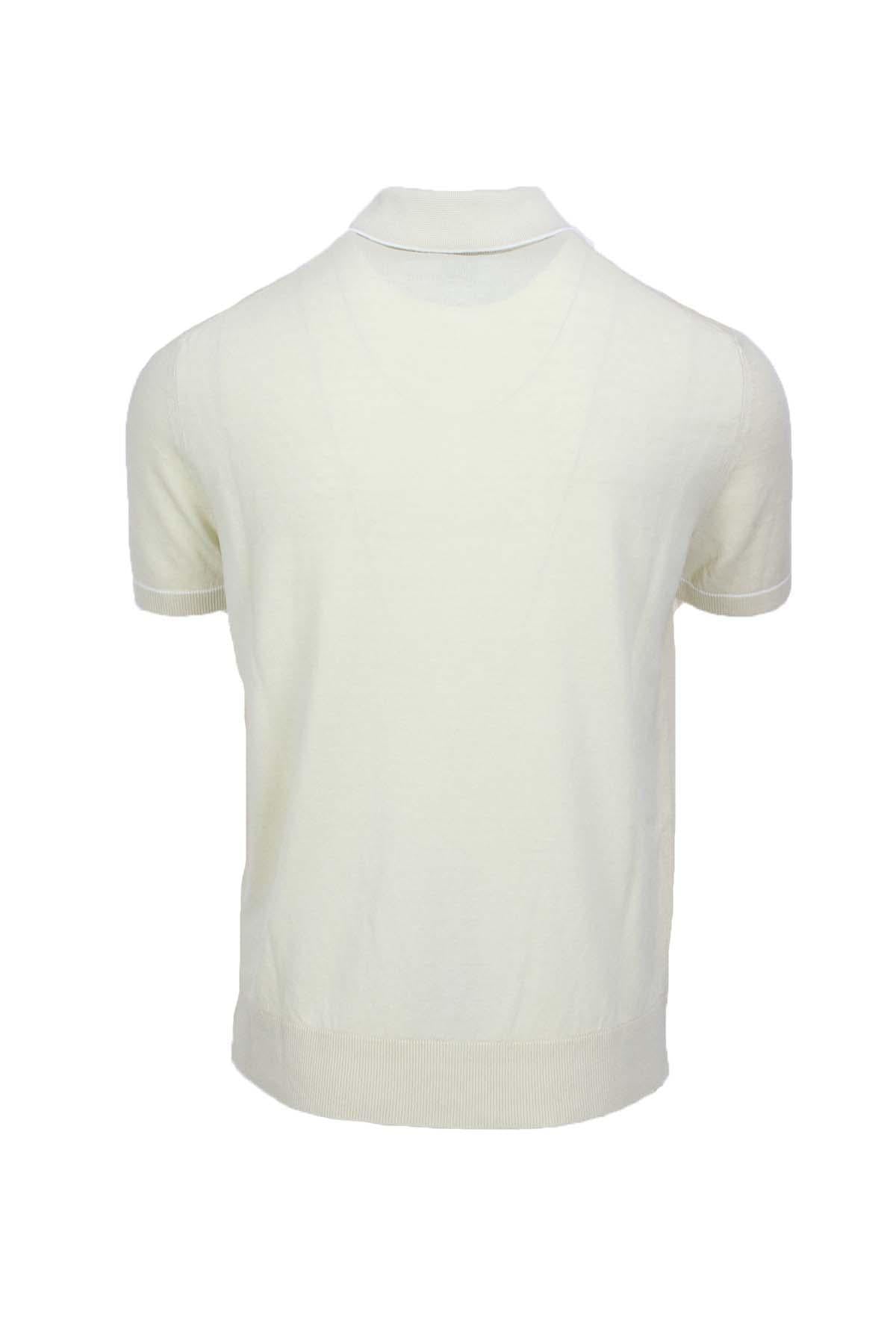 Polo mezza manica in misto lino con zip 