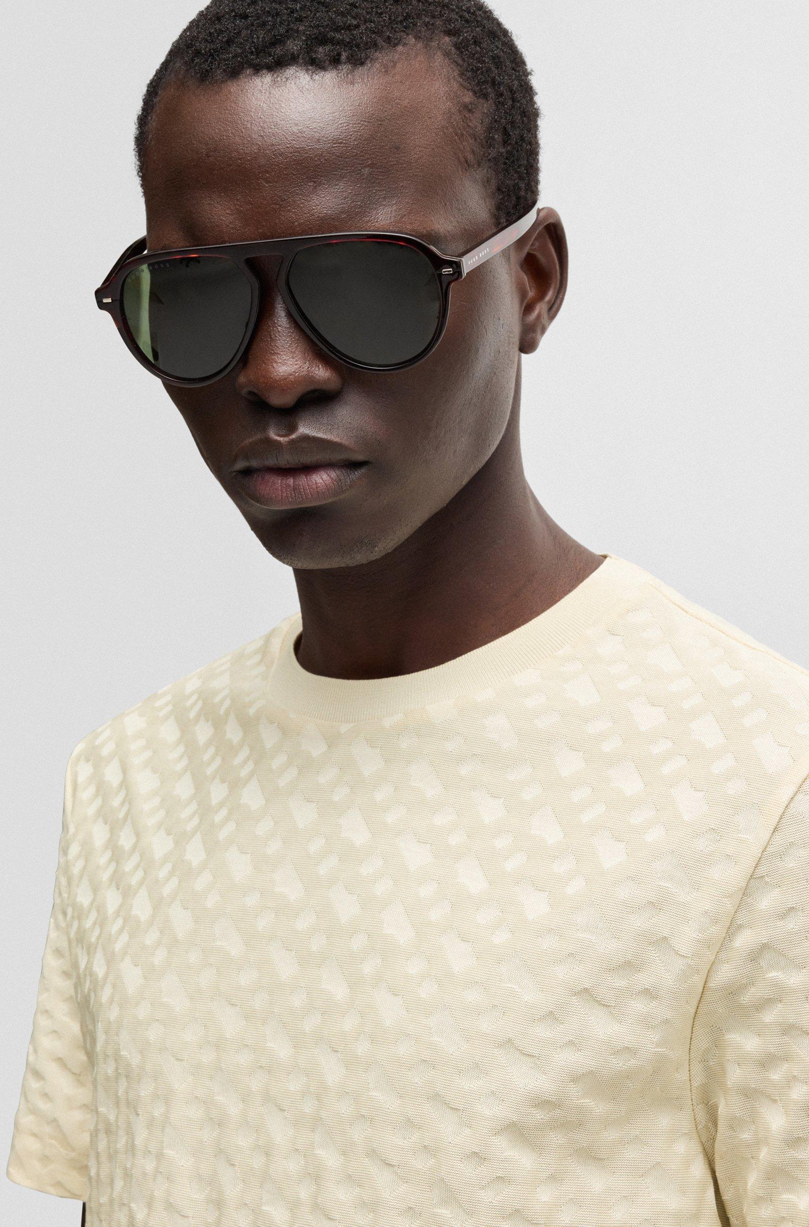 Tshirt mezza manica in cotone con monogrammi Boss 