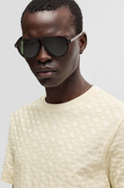 Tshirt mezza manica in cotone con monogrammi Boss 