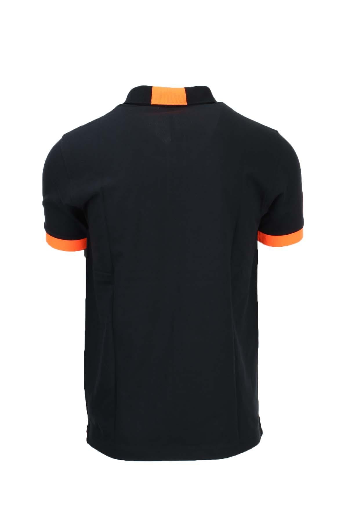 Polo mezza manica con dettagli e logo fluo 